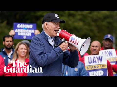 ‘You deserve the raise’: Biden becomes first sitting US president to join picket line