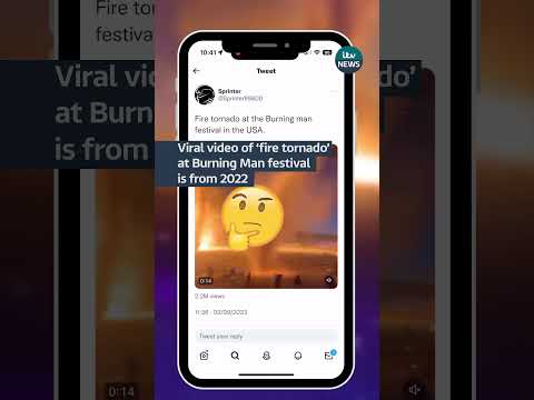Viral video of ‘fire tornado’ at #BurningManis from 2022 #ITVnews #US #news