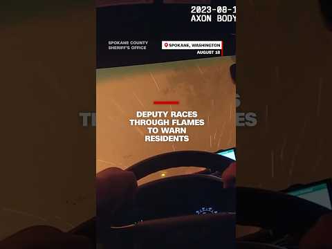 Body cam footage shows deputy’s nerve-racking drive through wildfire flames