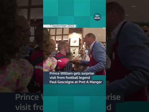 Prince William treated to surprise visit  from Paul Gascoigne at Pret #royals  #pret #football
