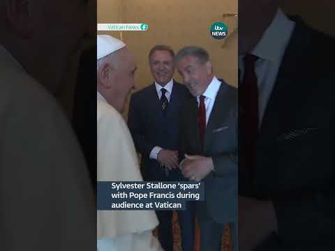 Sylvester Stallone ‘spars’ with Pope Francis #itvnews