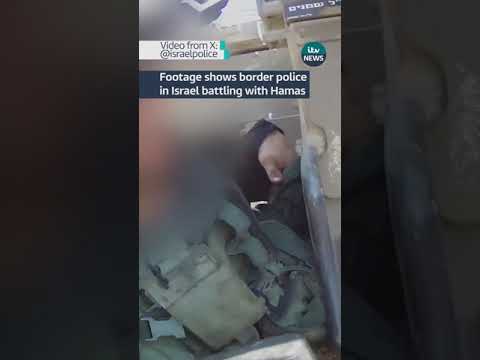 Footage shows border police in Israel battling with Hamas #isreal
