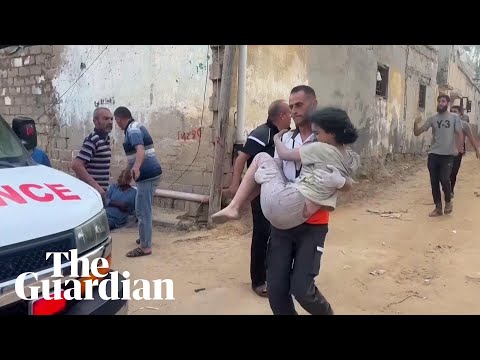 ‘Don’t be scared’: buildings reduced to rubble across Gaza after deadly airstrikes