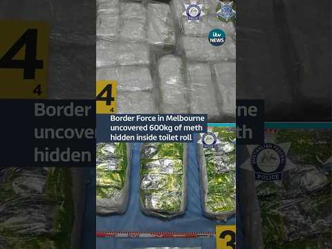Border Force in Melbourne uncovered 600kg of meth hidden inside toilet roll #itvnews