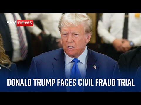 Donald Trump arrives at court ahead of fraud case