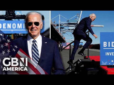 Joe Biden TRIPS up stairs and mumbles through speech in latest gaffe from US President