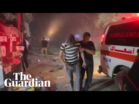 Moment airstrike hits Palestinian rescue workers evacuating people in northern Gaza