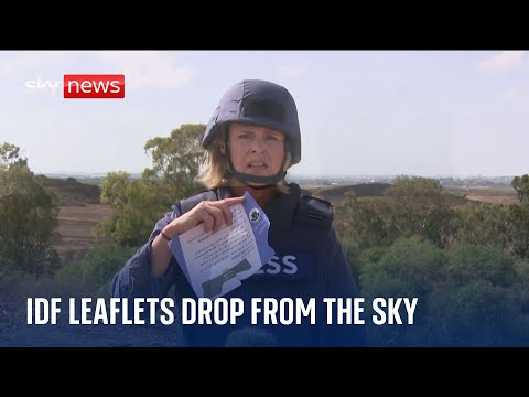 Israel-Hamas war: Moment IDF leaflets warning Gazans drop from the sky