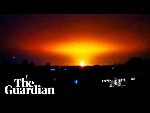 Fire colours the horizon after lightning causes explosion at recycling plant