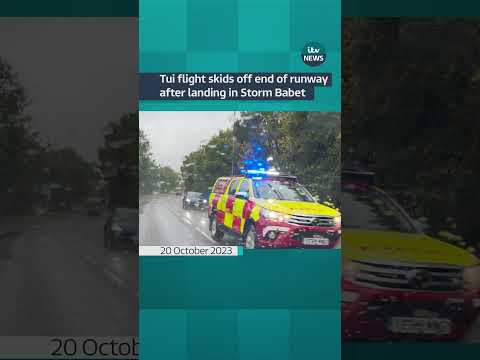 Tui flight skids off end of runway after landing in #stormbabet #leeds #bradford
