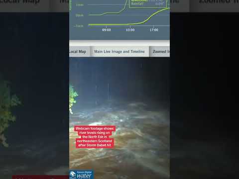 Storm Babet: Webcam shows rapidly rising levels on the River North Esk