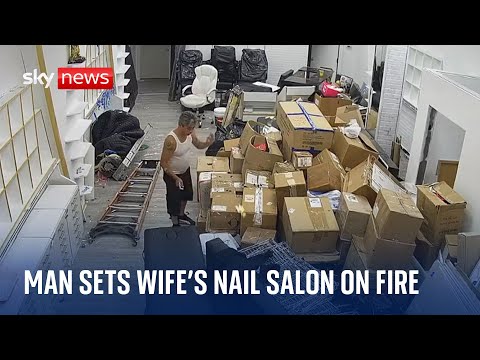 New York: Footage shows moment man sets wife’s nail salon in the Bronx on fire