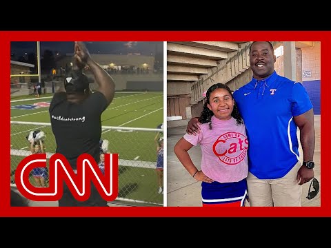 Dad’s moves during daughter’s cheerleading routine go viral