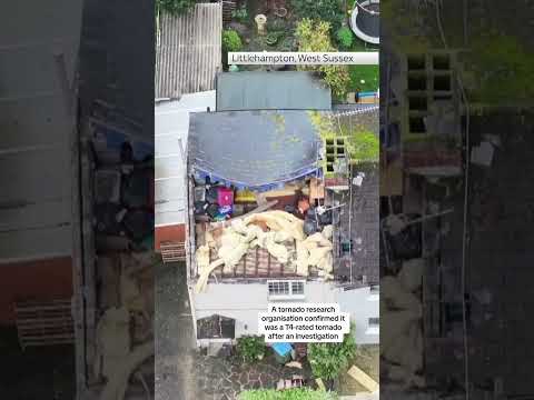 A tornado has blown a roof off a house in West Sussex