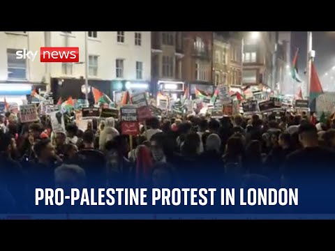 Watch live: Pro-Palestine protest takes place outside Israeli embassy in London