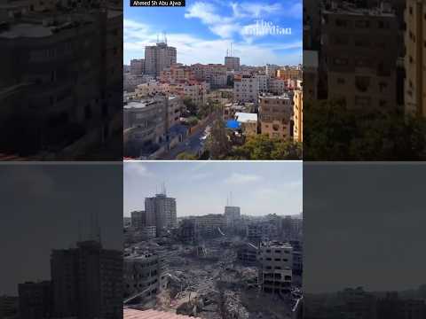 Before and after footage shows scale of destruction in Gaza City’s al-Rimal neighbourhood