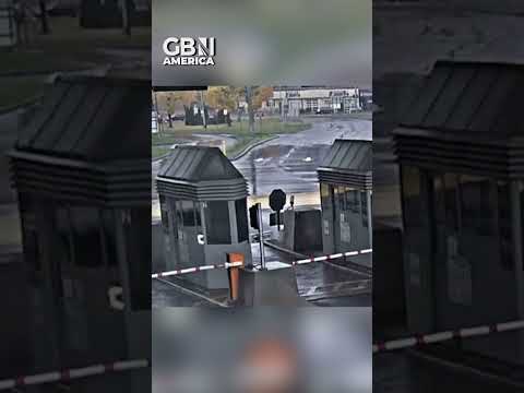 Car becomes airborne moments before explosion at US/Canada border