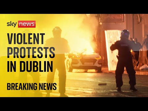 Protests in Dublin after three children attacked in broad daylight