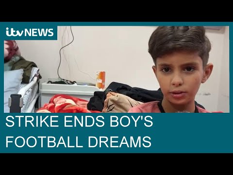 Gazan boy, 11, forced to give up his football dreams after losing leg in Israeli airstrike| ITV News