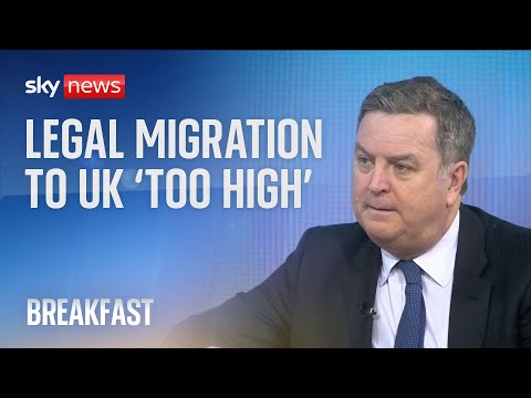 Legal migration to the UK is ‘definitely too high’, minister says