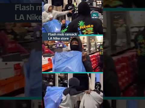 A group ransacked a #nike store in Los Angeles #itvnews #crime #losangeles