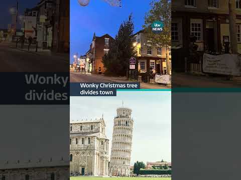 A town’s wonky Christmas tree is being compared to The Leaning Tower of Pisa #itvnews #christmas