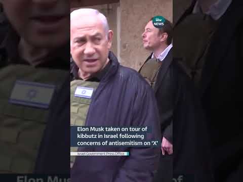 Elon Musk taken on tour of kibbutz in Israel following concerns of antisemitism on ‘X’ #itvnews