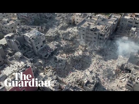 Drone footage shows Gaza’s Bureij refugee camp reduced to rubble after bombing