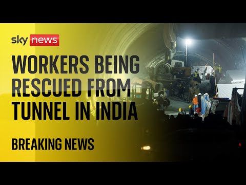 Watch live: First Indian workers rescued after weeks trapped in tunnel