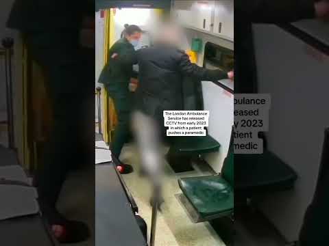 CCTV: Patient pushes paramedic from ambulance outside west London hospital