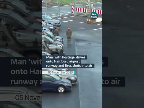 Hamburg airport closed after man ‘with hostage’ drives onto runway and fires shots into air