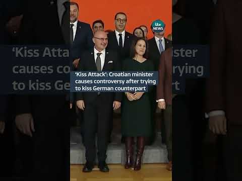 ‘Kiss Attack’: Croatian minister attempts to kiss German counterpart #itvnews
