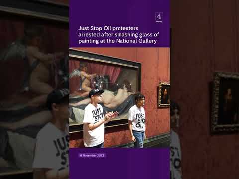 Just Stop Oil protesters arrested after smashing glass of painting at the National Gallery
