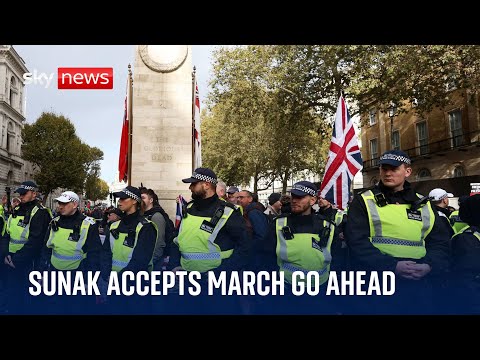 Sunak accepts pro-Palestine march will go ahead on Armistice Day