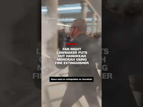 Far-right lawmaker uses fire extinguisher to put out Hanukkah Menorah