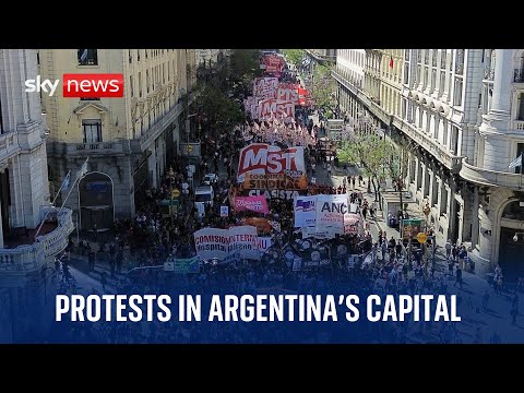 Watch live: Protests take place in Buenos Aires after President Milei’s drastic economic measures