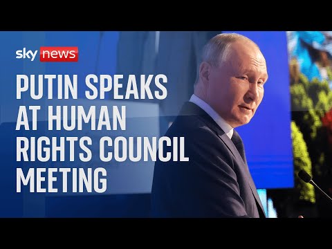 Russian President Vladimir Putin delivers address at Human Rights Council meeting