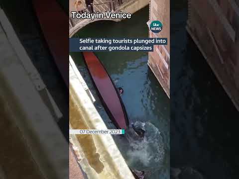 Selfie taking tourists plunged into canal after gondola capsizes in Venice
