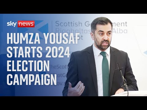 Scotland’s First Minister Humza Yousaf makes speech to launch his 2024 election campaign