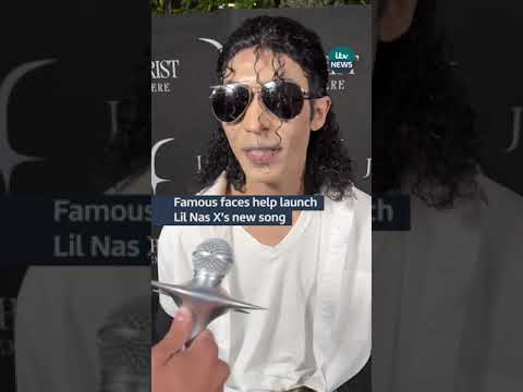 Celeb impersonators joined Lil Nas X at the premiere of his new song #itvnews #lilnasx