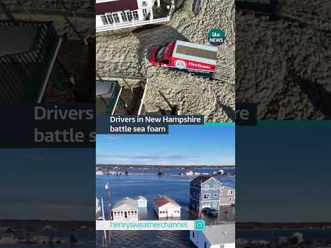 Sea foam covered a beach town in New Hampshire #itvnews #usa #newhampshire