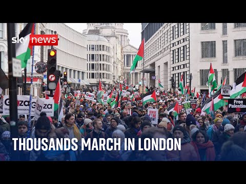Thousands of pro-Palestinian protesters in central London for ‘global day of action’