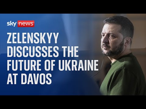Ukrainian President Volodymyr Zelenskyy delivers a special address at Davos