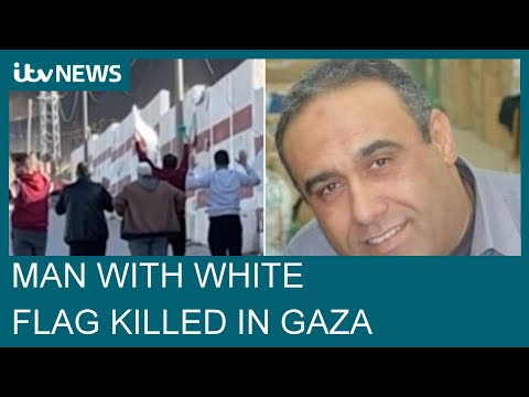 Moment innocent civilian brandishing white flag in Gaza ‘safe zone’ is shot dead | ITV News