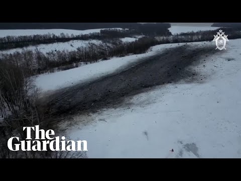 Drone footage shows crash site of Russian military plane in Belgorod