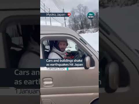 Cars were seen shaking after a series of strong earthquakes in Japan #itvnews #japan #earthquake
