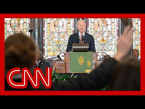 See how crowd reacted when protesters interrupted Biden’s speech