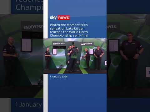 The moment 16-year-old Luke Littler won his quarter-final match against Brendan Dolan