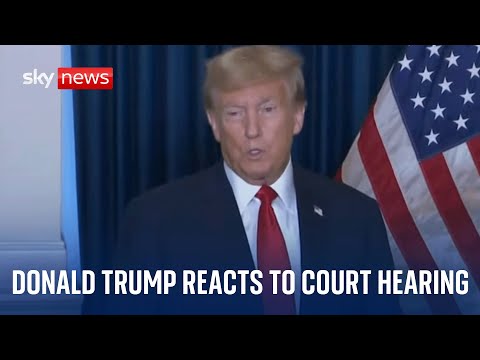 Former US President Donald Trump holds news conference after court appearance