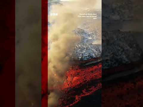 Footage shows scale of Iceland’s latest volcanic eruption. #Shorts #Iceland #BBCNews